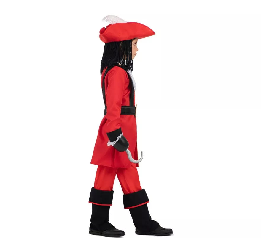 Translation missing: de.Disfraz de Pirata Garfio rojo con sombrero y peluca para niño