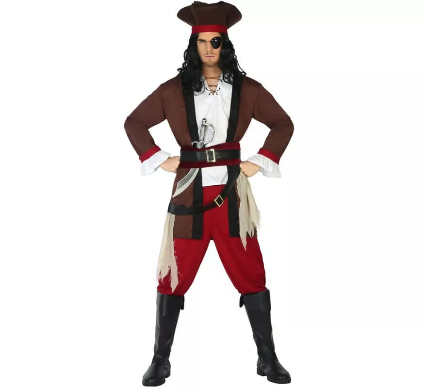 Translation missing: de.Disfraz de Pirata Marrón para hombre