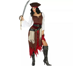 Braunes Piratenkostüm für Damen