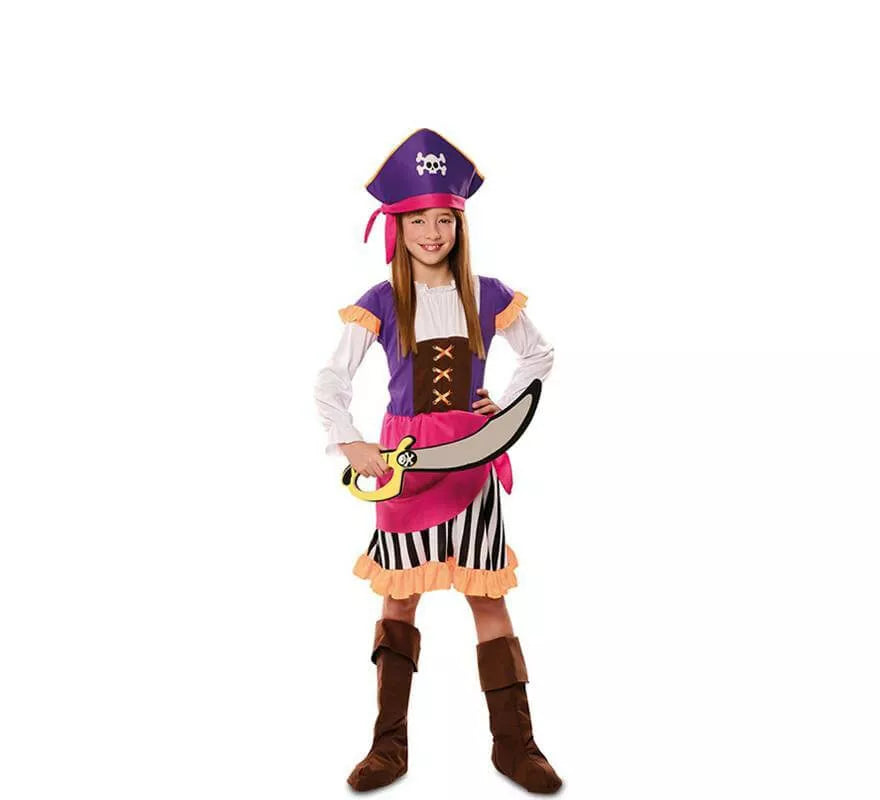 Translation missing: de.Disfraz de Pirata Morada para niña