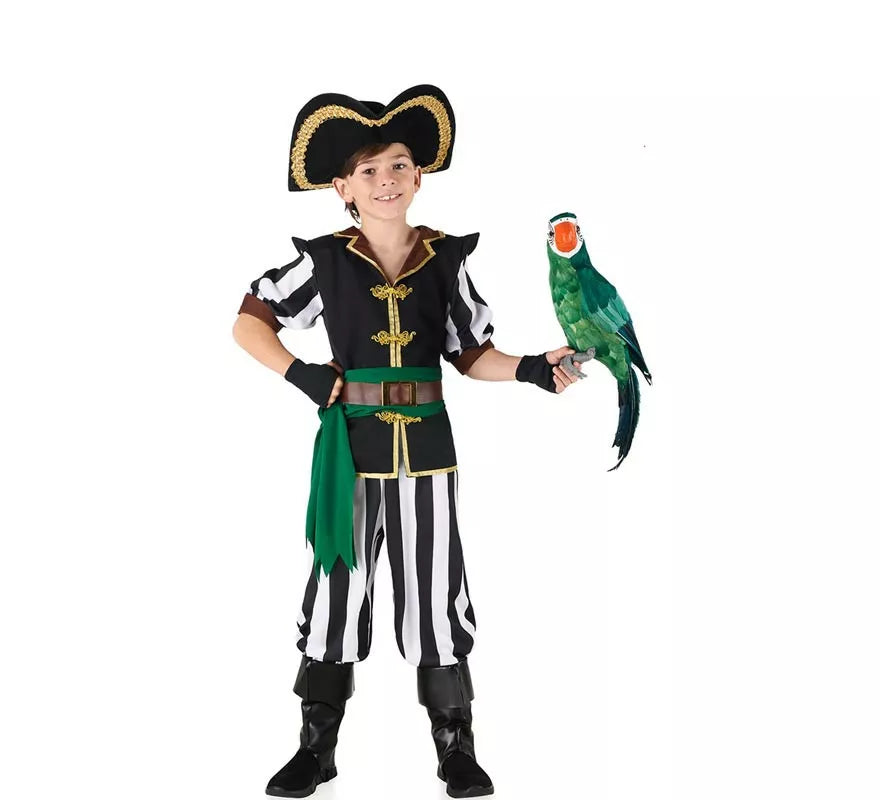 Translation missing: de.Disfraz de Pirata Parrot negro y verde para niño