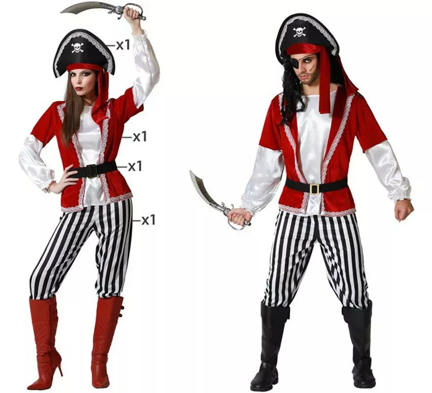 Translation missing: de.Disfraz de Pirata Rayas para mujer