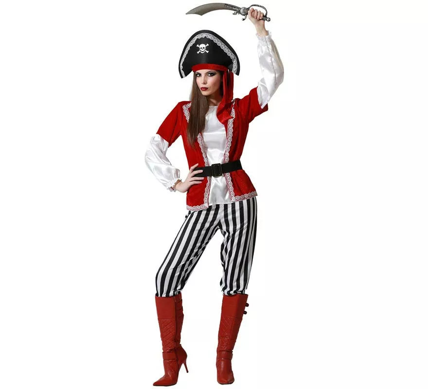 Translation missing: de.Disfraz de Pirata Rayas para mujer