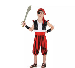 Rot gestreiftes Piratenkostüm für Jungen