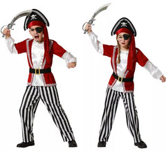 Rotes Piratenkostüm mit Hut für Kinder