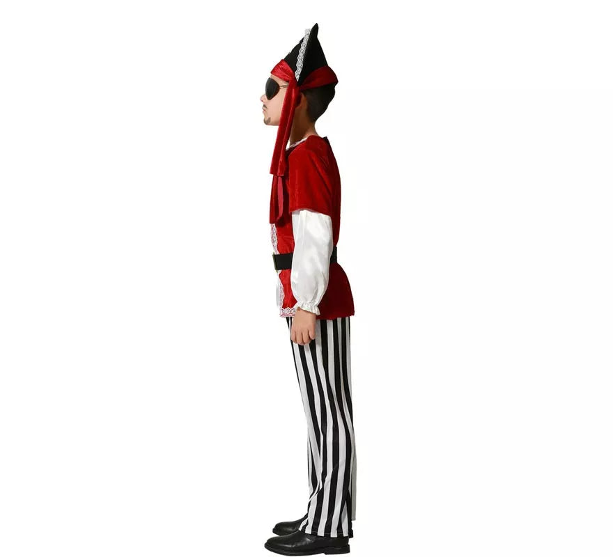 Translation missing: de.Disfraz de Pirata rojo con gorro para niños