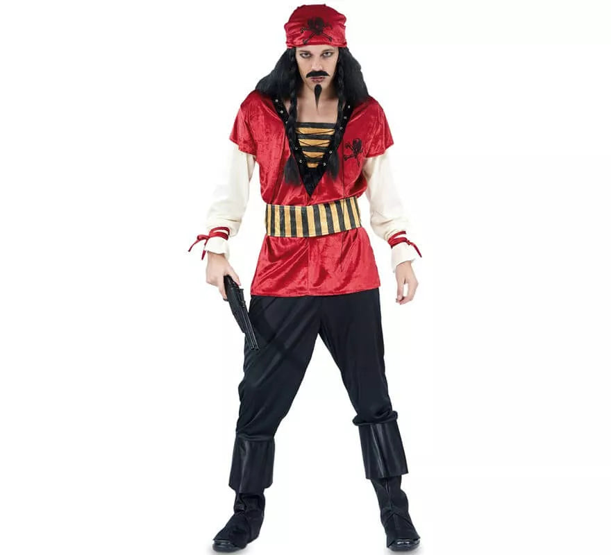 Translation missing: de.Disfraz de Pirata Rojo para hombre