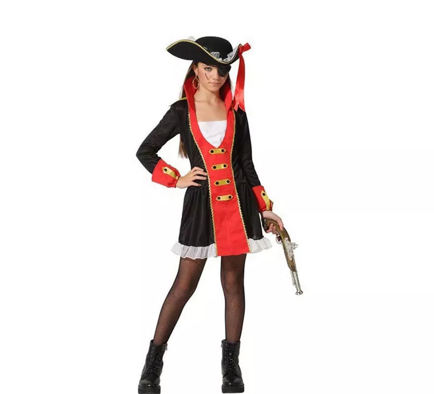 Translation missing: de.Disfraz de Pirata Rojo y Negro para niña