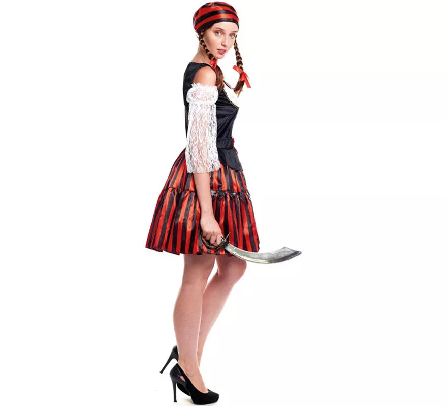 Translation missing: de.Disfraz de Pirata Stripes Clásica para mujer