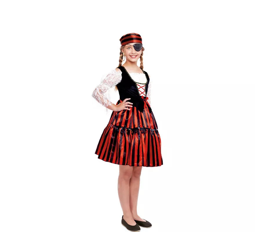 Translation missing: de.Disfraz de Pirata Stripes Clásica para niña