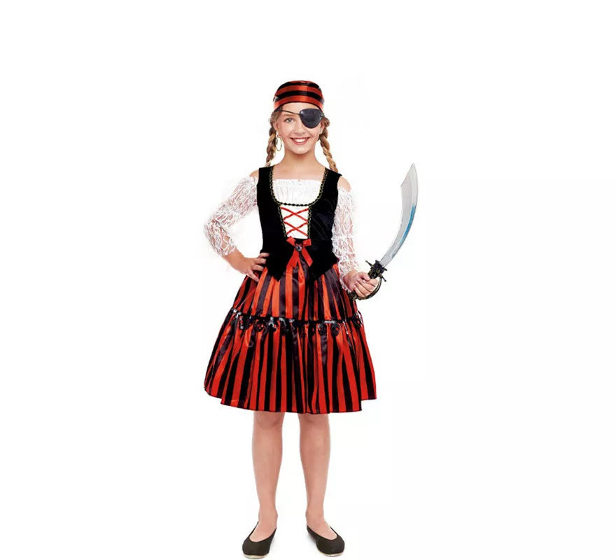 Translation missing: de.Disfraz de Pirata Stripes Clásica para niña