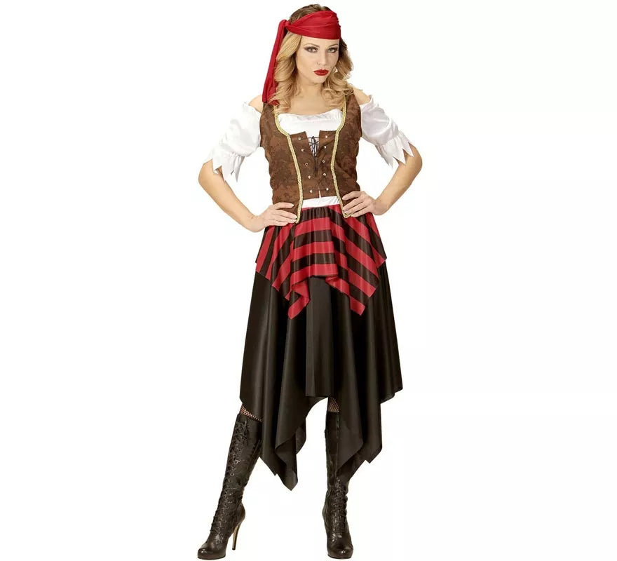 Translation missing: de.Disfraz de Pirata Temeraria con cinta para mujer