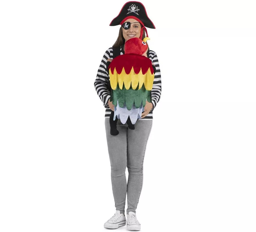 Translation missing: de.Disfraz de Pirata y Loro con cubremochila para adulto y bebé