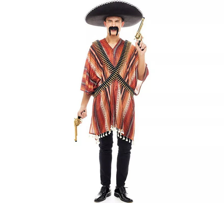 Translation missing: de.Disfraz de Pistolero Mexicano con Poncho para hombre