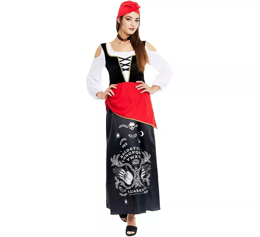 Translation missing: de.Disfraz de Pitonisa con turbante rojo para mujer