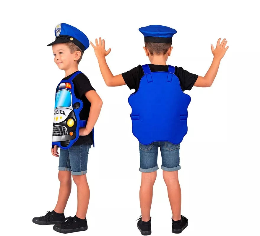 Translation missing: de.Disfraz de Policía azul Coche con gorro para niños
