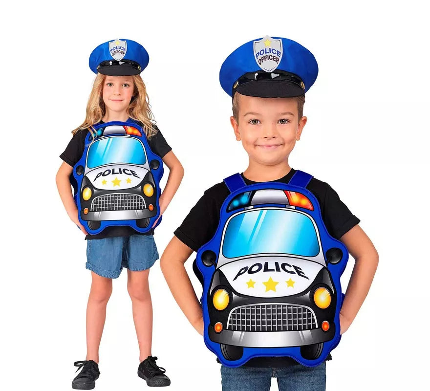 Translation missing: de.Disfraz de Policía azul Coche con gorro para niños