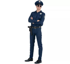 Blaues Polizeikostüm mit Gürtel für Herren