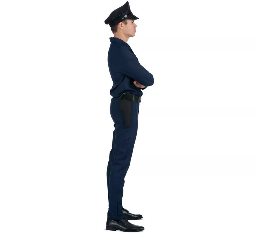 Translation missing: de.Disfraz de Policía azul con cinturón para hombre