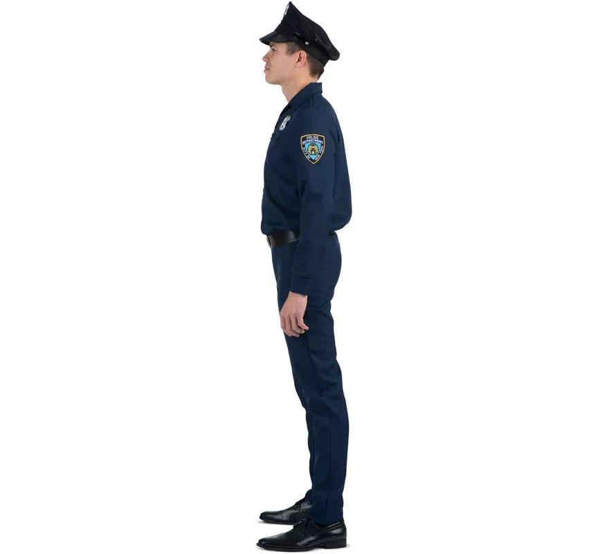 Translation missing: de.Disfraz de Policía azul con cinturón para hombre