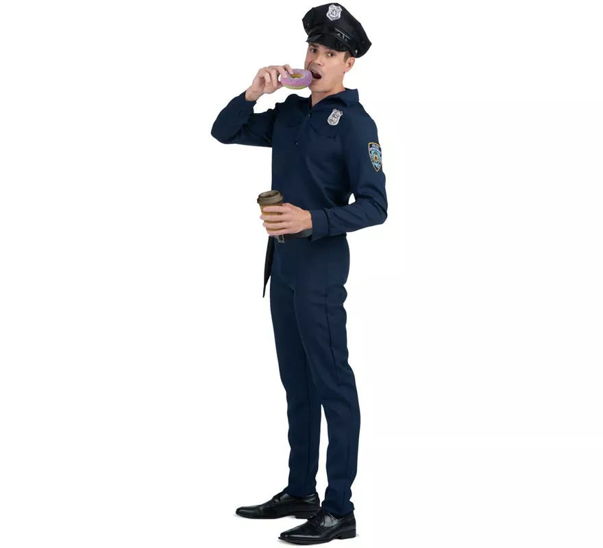 Translation missing: de.Disfraz de Policía azul con cinturón para hombre