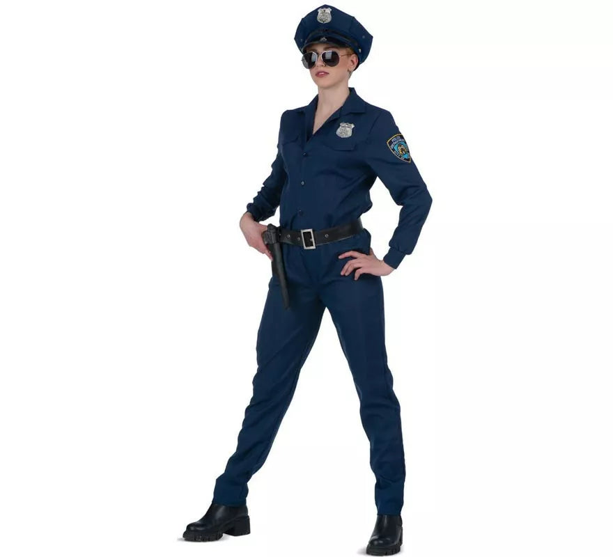 Translation missing: de.Disfraz de Policía azul con cinturón para mujer