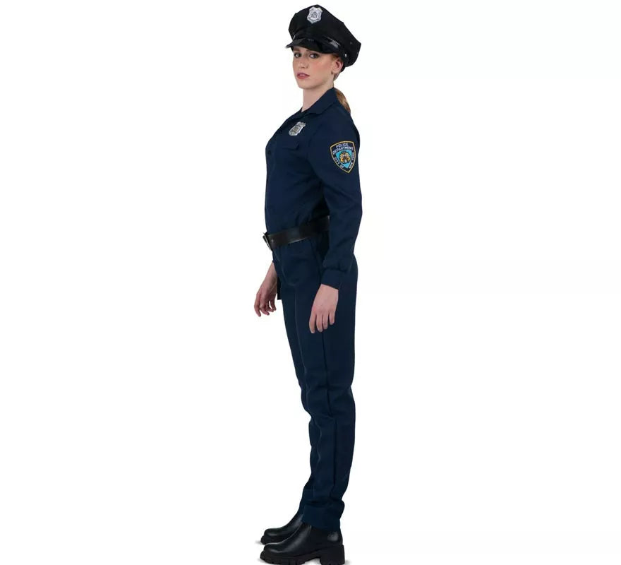Translation missing: de.Disfraz de Policía azul con cinturón para mujer