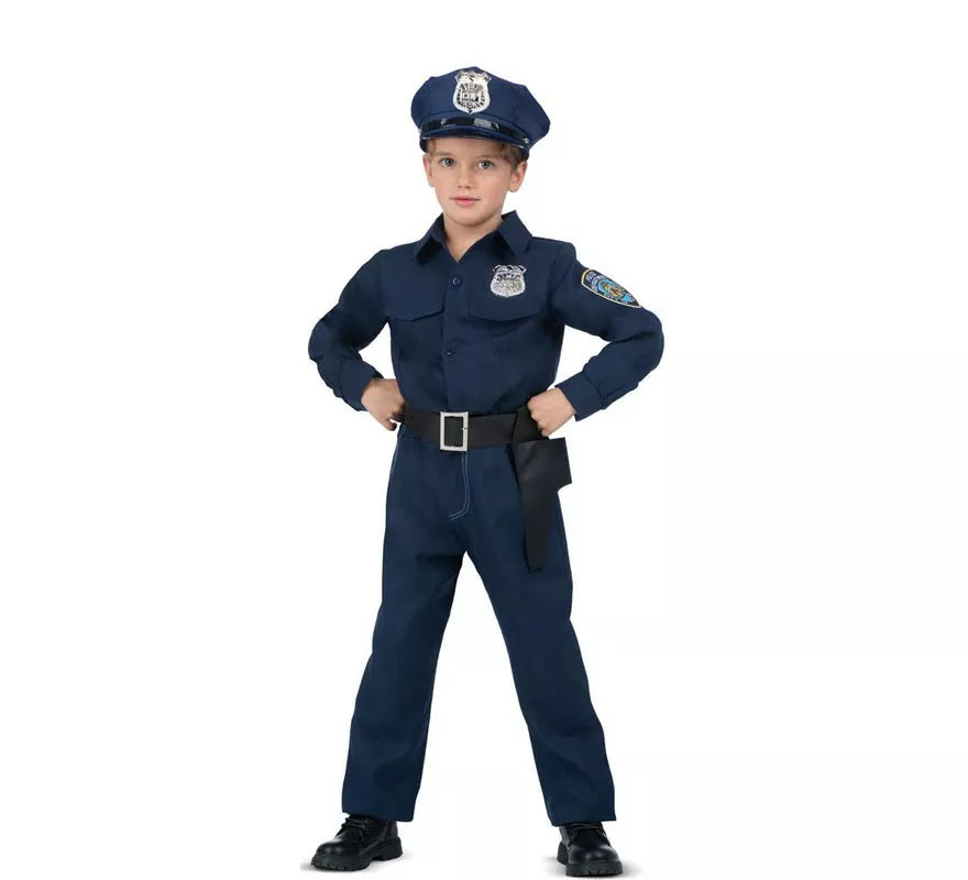 Disfraz de Policía azul con cinturón para niña