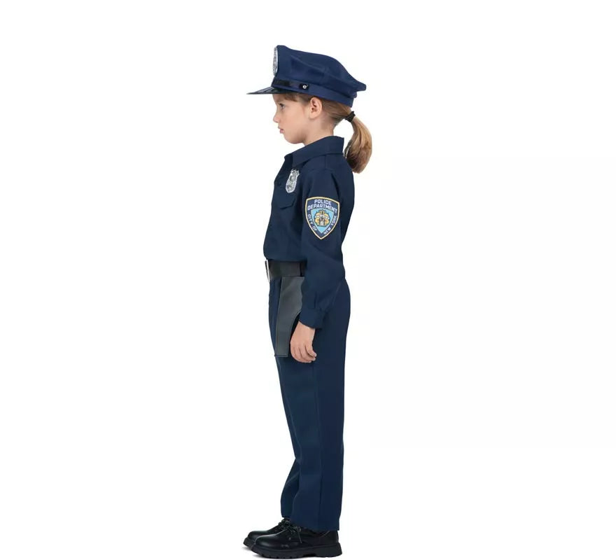 Translation missing: de.Disfraz de Policía azul con cinturón para niña