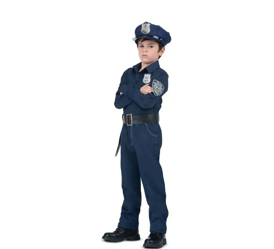 Translation missing: de.Disfraz de Policía azul con cinturón para niño