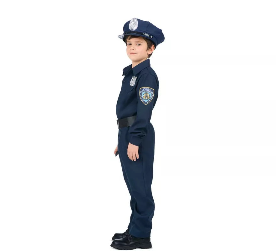 Translation missing: de.Disfraz de Policía azul con cinturón para niño