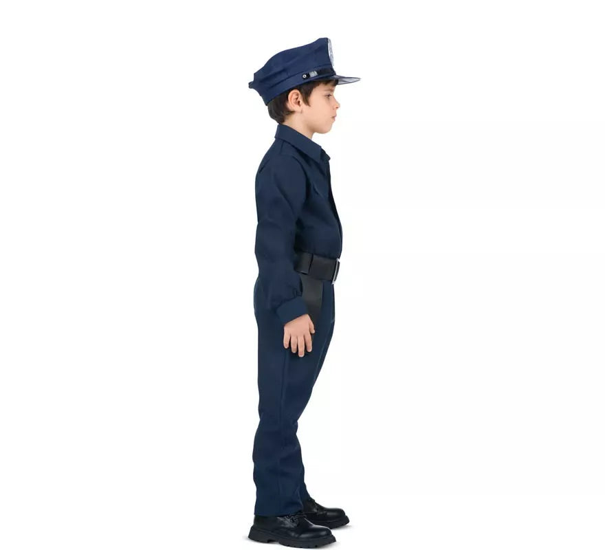 Disfraz de Policía azul con cinturón para niño