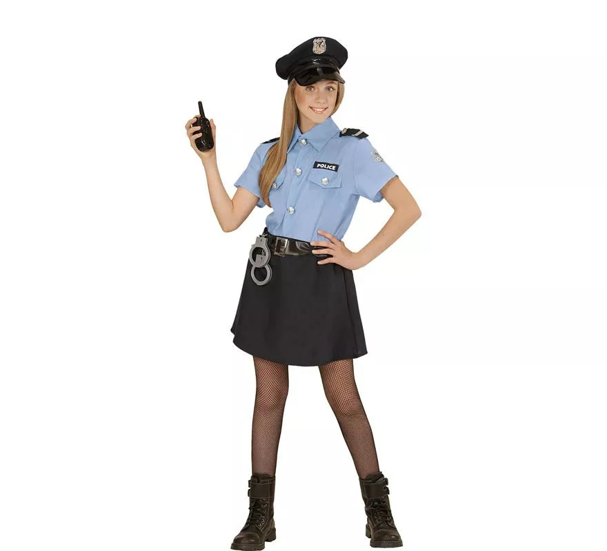 Disfraz de Policía azul con gorro para niña y adolescente