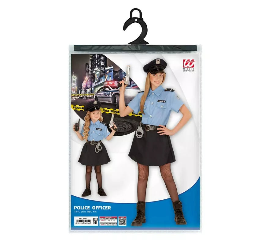 Translation missing: de.Disfraz de Policía azul con gorro para niña y adolescente