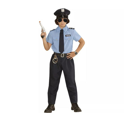 Disfraz de Policía azul con gorro para niño y adolescente