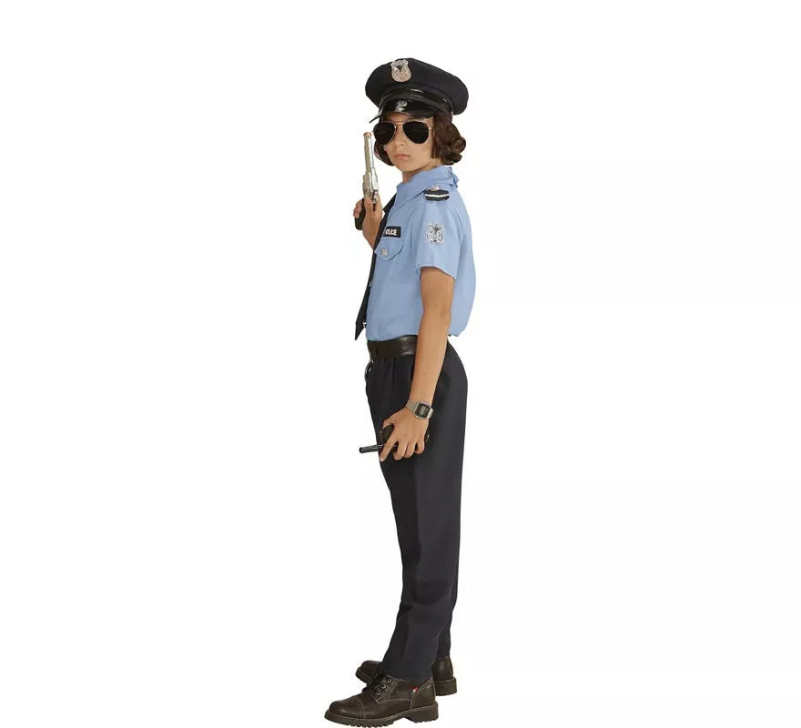 Translation missing: de.Disfraz de Policía azul con gorro para niño y adolescente