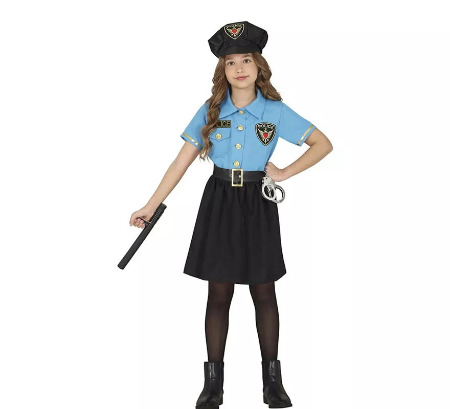 Translation missing: de.Disfraz de Policía azul en falda para niña