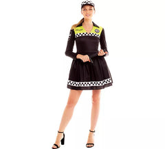 Polizeikostüm im schwarz-gelben Kleid für Damen