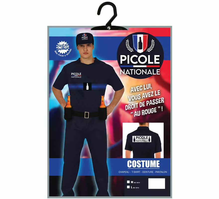 Translation missing: de.Disfraz de Policía Francés con Portabebidas para hombre