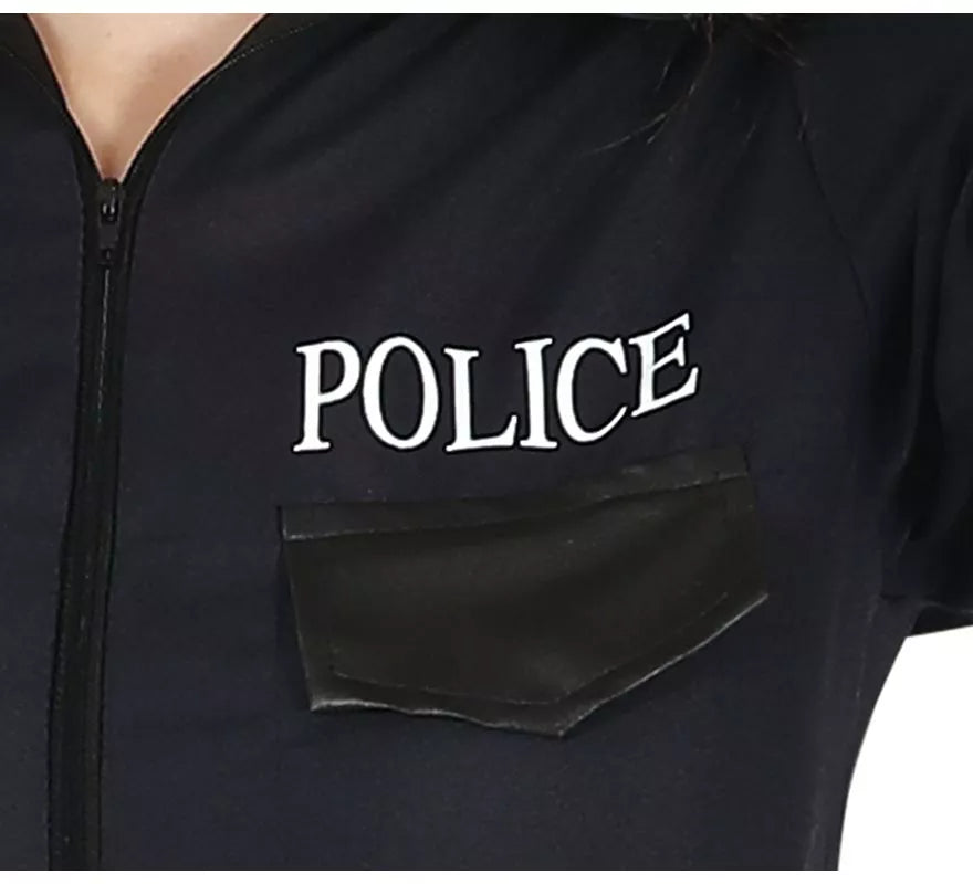 Translation missing: de.Disfraz de Policía Negro con pantalón para adolescente