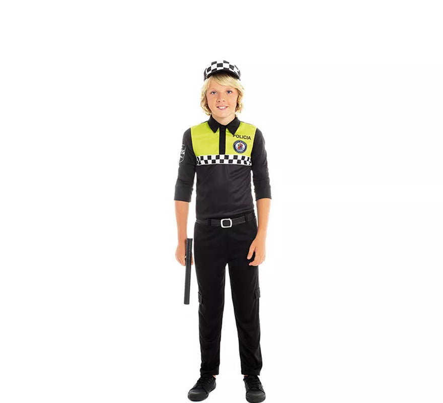Translation missing: de.Disfraz de Policía Negro y Amarillo para niño