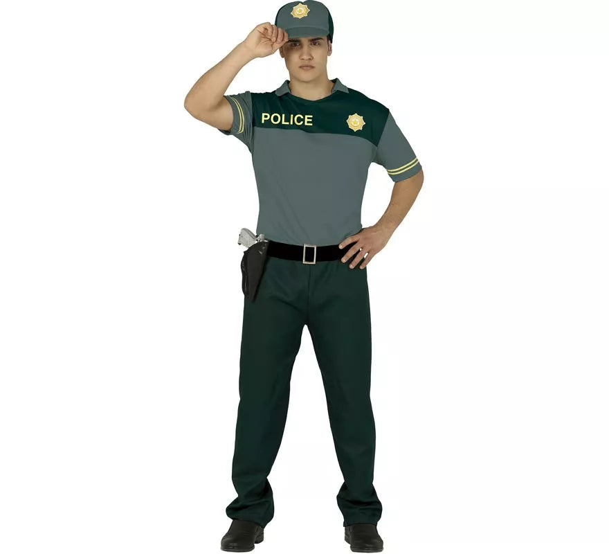Translation missing: de.Disfraz de Policía Verde para hombre