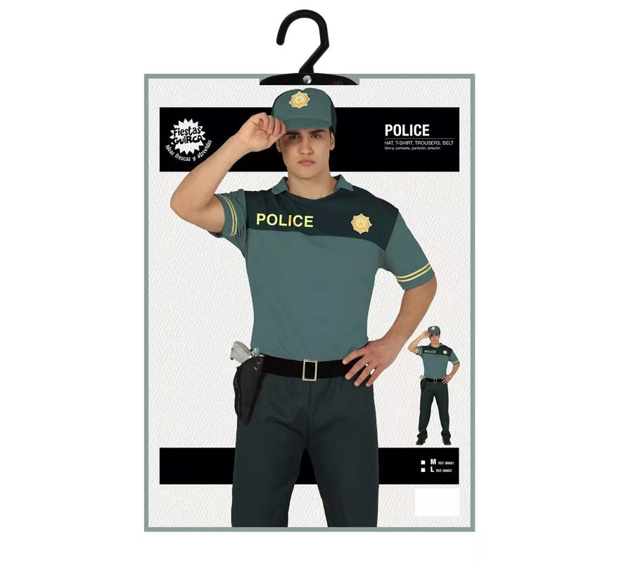 Translation missing: de.Disfraz de Policía Verde para hombre