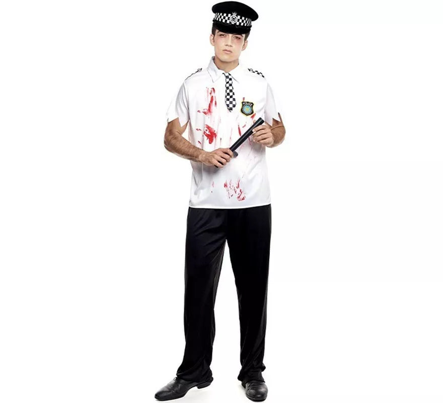 Translation missing: de.Disfraz de Policía Zombie blanco para hombre