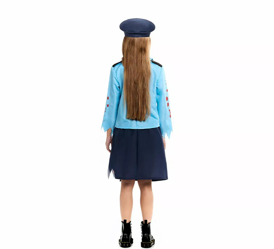 Translation missing: de.Disfraz de Policía Zombie con Gorra para niña
