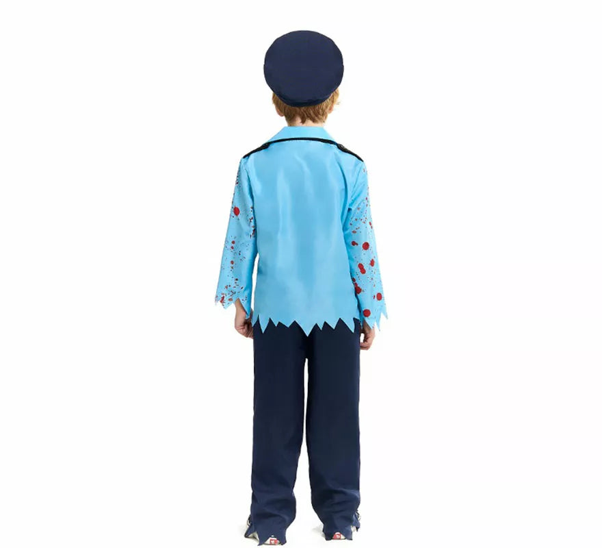 Translation missing: de.Disfraz de Policía Zombie con Gorra para niño