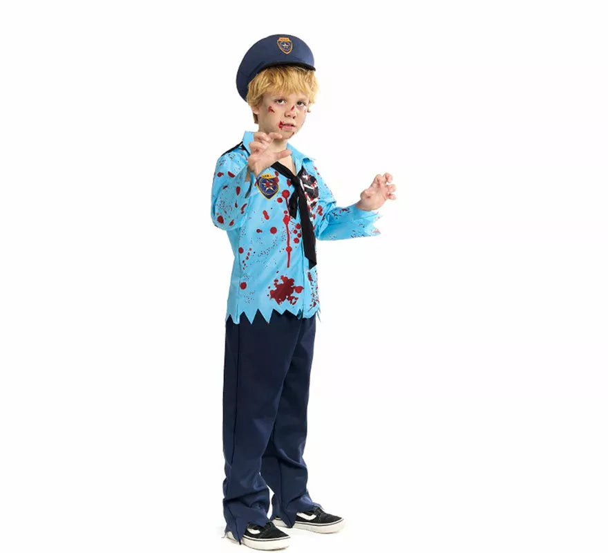 Translation missing: de.Disfraz de Policía Zombie con Gorra para niño