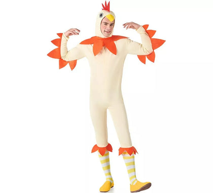Disfraz de Pollo blanco y naranja para hombre