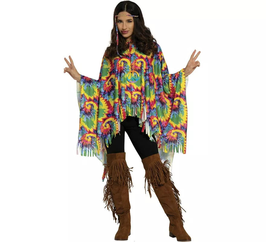 Translation missing: de.Disfraz de Poncho Hippie para mujer