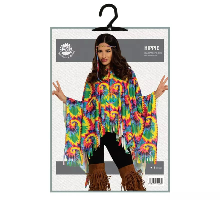 Disfraz de Poncho Hippie para mujer